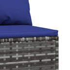 Garten-Mittelsofa mit Kissen Grau Poly Rattan