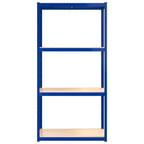 Regale mit 4 Böden 3 Stk. Blau Stahl & Holzwerkstoff