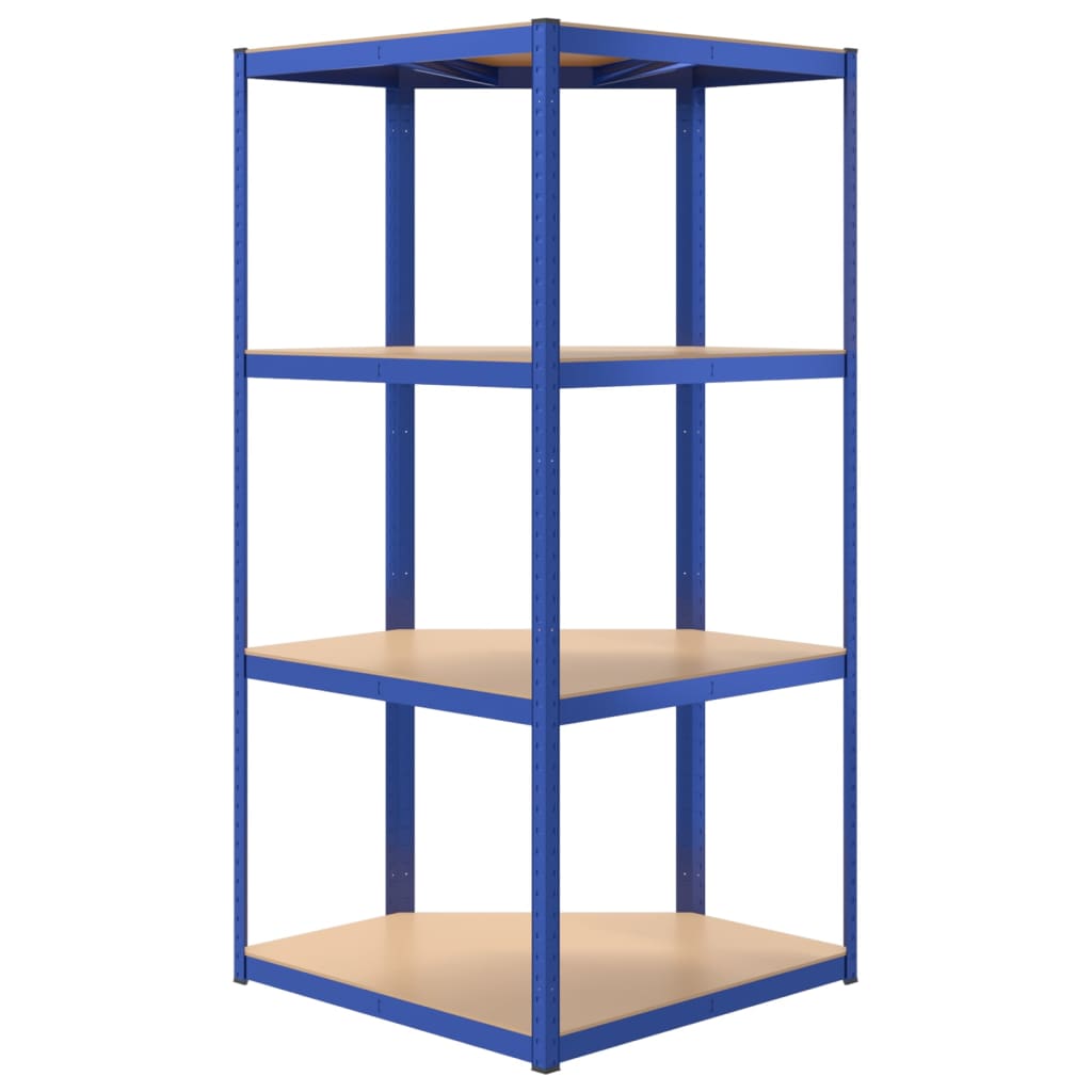 Regale mit 4 Böden 3 Stk. Blau Stahl & Holzwerkstoff