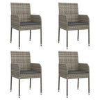 Gartenstühle mit Kissen 4 Stk. Poly Rattan Grau
