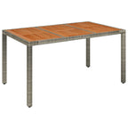 Gartentisch mit Holzplatte Grau 150x90x75 cm Poly Rattan