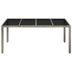 Gartentisch mit Glasplatte Grau 190x90x75 cm Poly Rattan