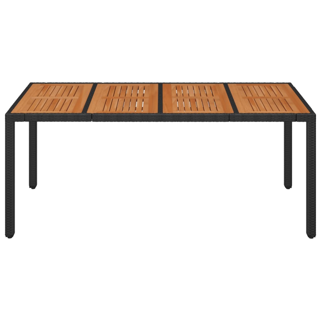 Gartentisch mit Holzplatte Schwarz 190x90x75 cm Poly Rattan