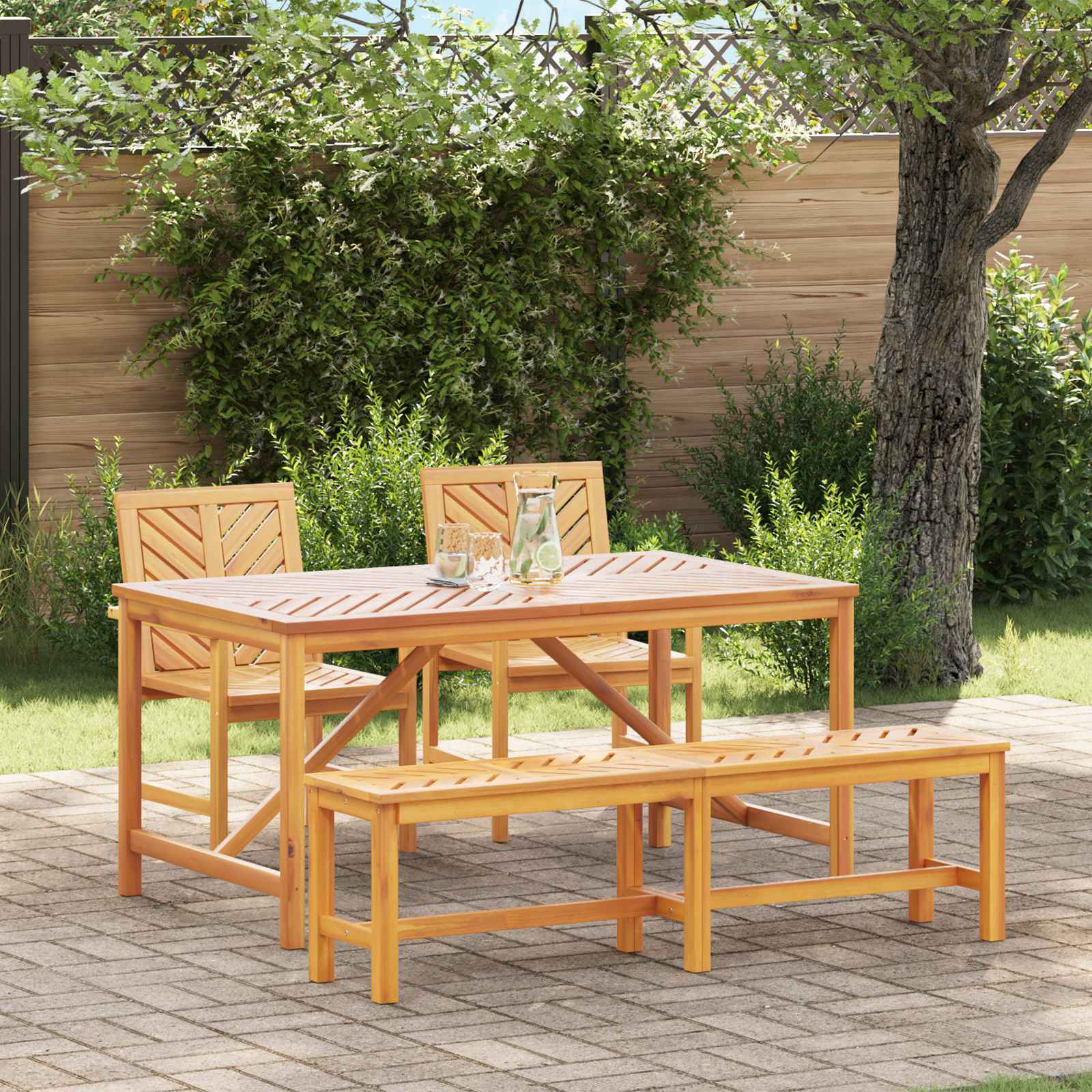 Garten Essgruppe 4 pcs Braun Massivholz Akazie