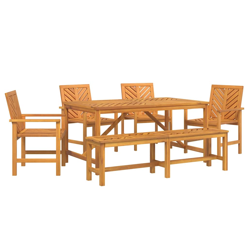 Garten Essgruppe 6 pcs Braun Massivholz Akazie