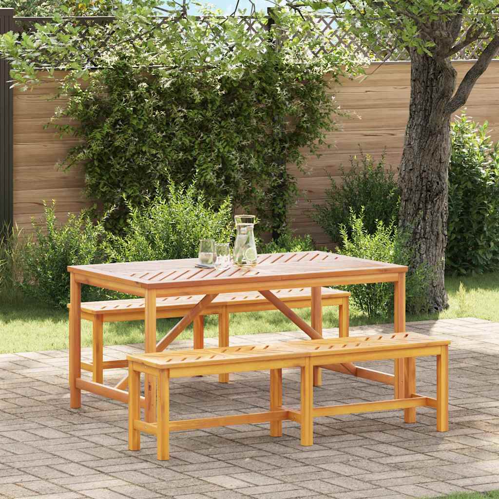 Garten Essgruppe 3 pcs Braun Massivholz Akazie
