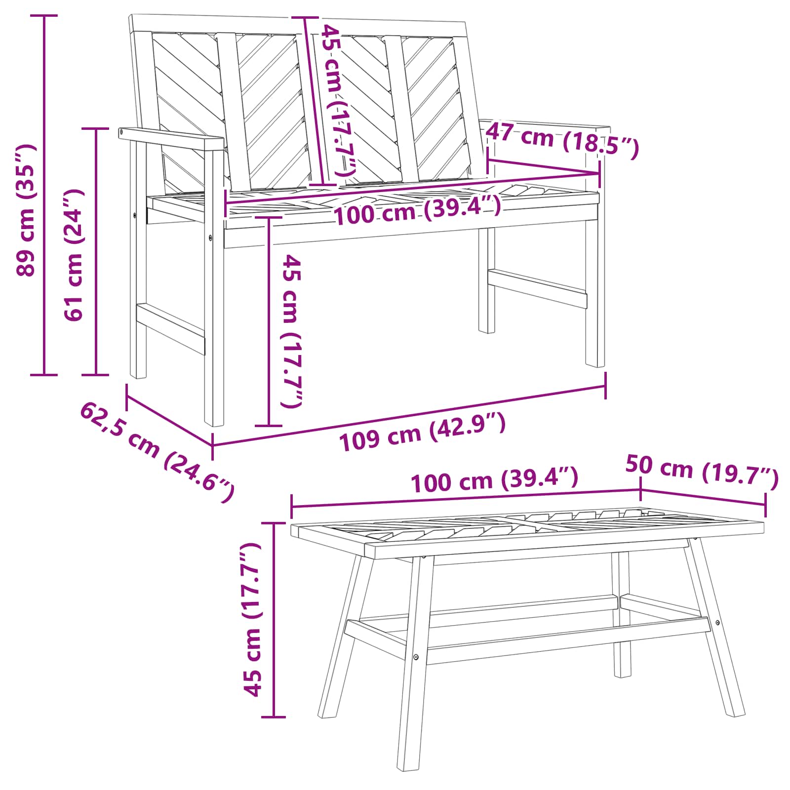 Garten-Lounge-Set 3 pcs Braun Massivholz Akazie