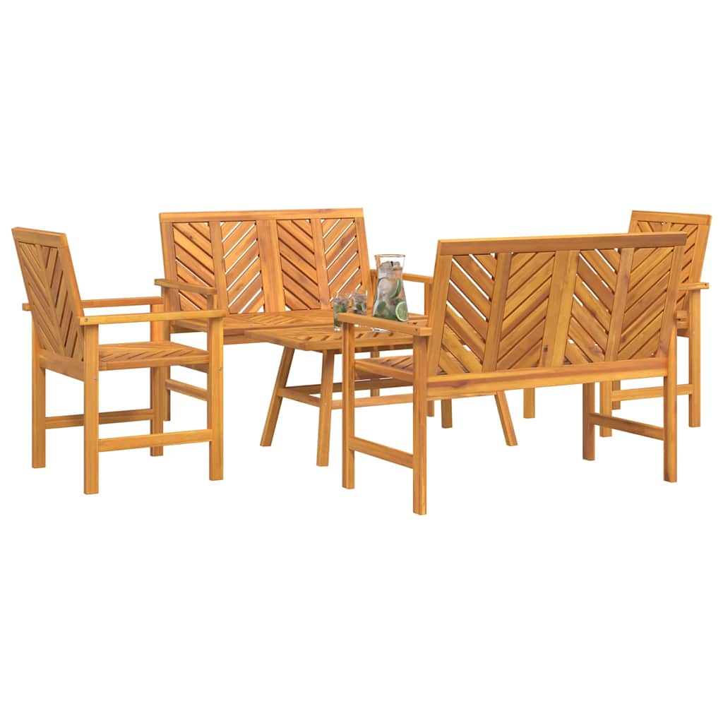 Garten-Lounge-Set 5 pcs Braun Massivholz Akazie