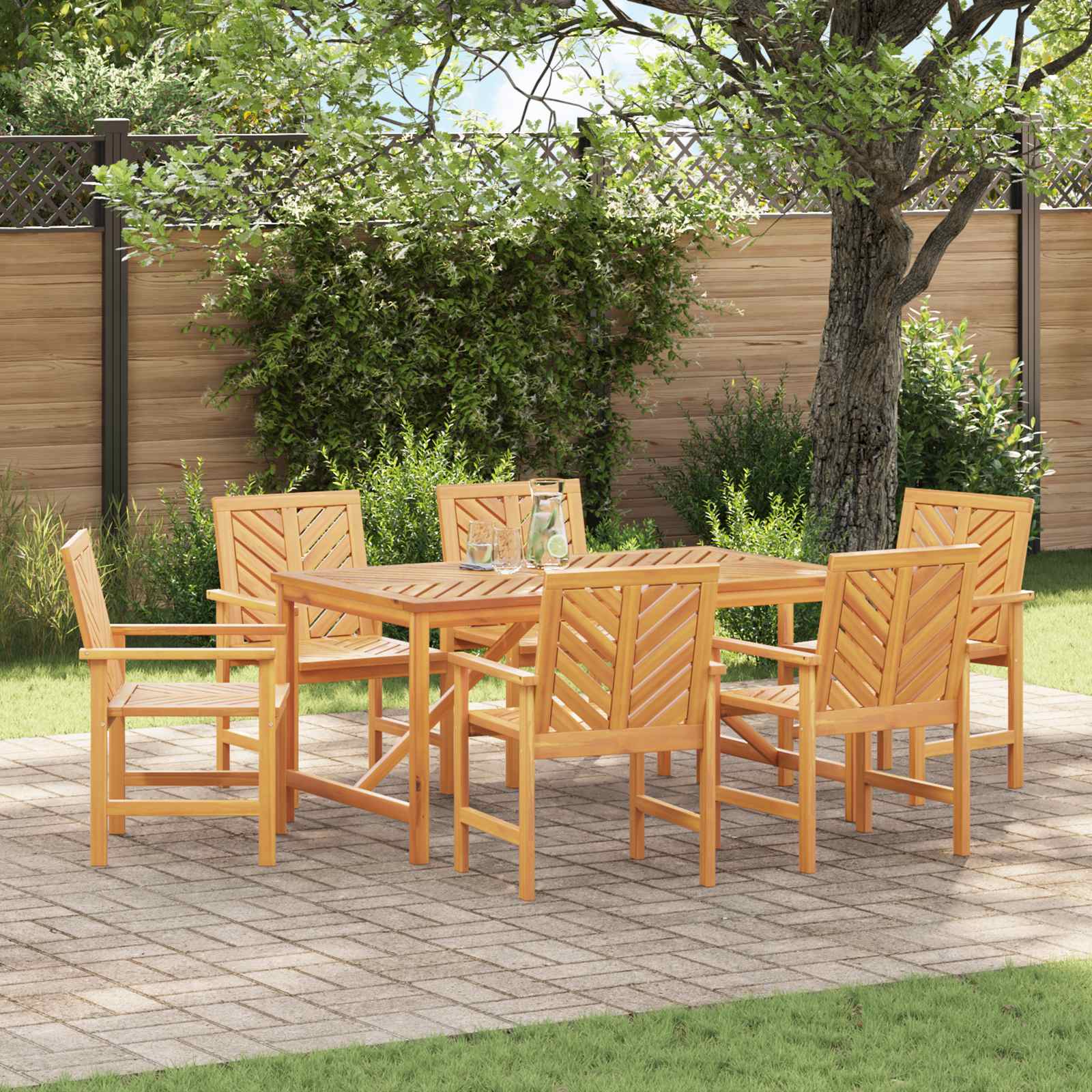 Esszimmerstuhl 6 pcs Natur 62,5 x 59 x 89 cm Massivholz Akazie