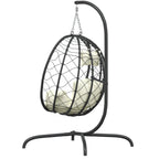 Hängesessel mit Kissen Cremeweiß Poly Rattan & Stahl