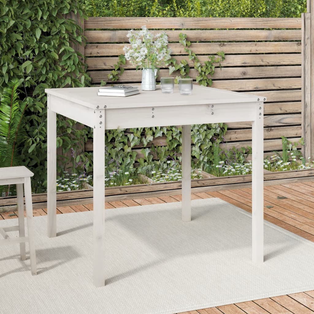 Gartentisch Weiß 82,5x82,5x76 cm Massivholz Kiefer