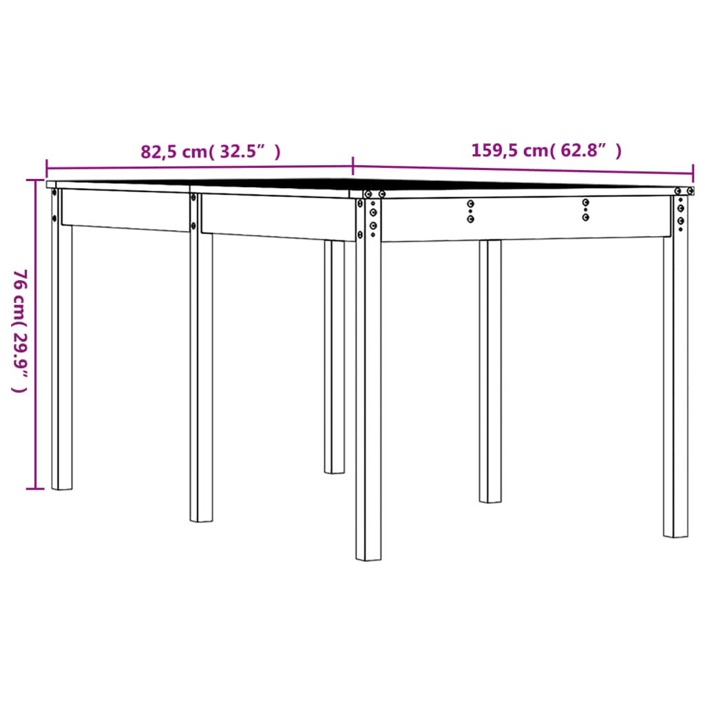 Gartentisch Grau 159,5x82,5x76 cm Massivholz Kiefer