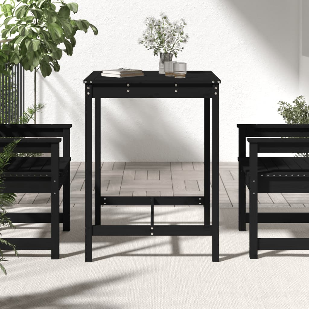 Gartentisch Schwarz 82,5x82,5x110 cm Massivholz Kiefer