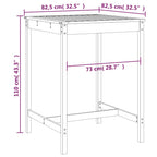 Gartentisch Schwarz 82,5x82,5x110 cm Massivholz Kiefer