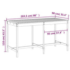 Gartentisch 203,5x90x110 cm Massivholz Douglasie