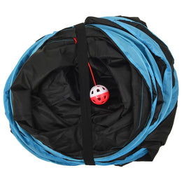 vidaXL Katzentunnel 3-Wege Schwarz und Blau 90 cm Polyester