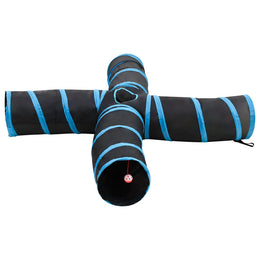 vidaXL Katzentunnel 4-Wege Schwarz und Blau 25 cm Polyester