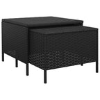 4-tlg. Garten-Lounge-Set mit Kissen Schwarz Poly Rattan