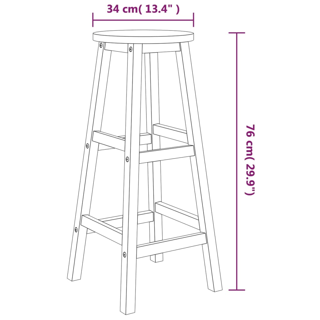 3-tlg. Bar-Set Massivholz Akazie