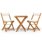 3-tlg. Bistro-Set Klappbar mit Kissen Massivholz Akazie