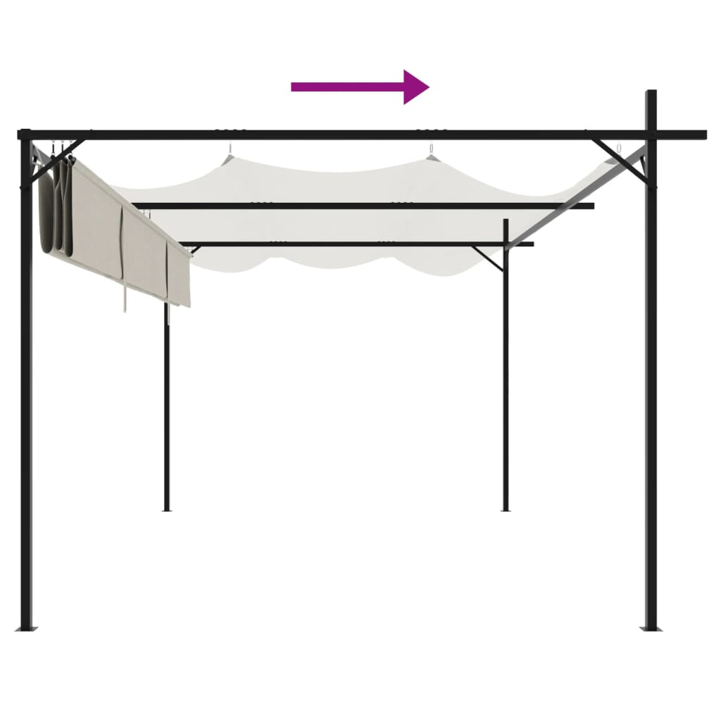 Pergola mit Schiebedach Creme 395x292x230 cm