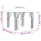 Pavillon mit Seitenwänden Anthrazit 300x300x270 cm Stahl