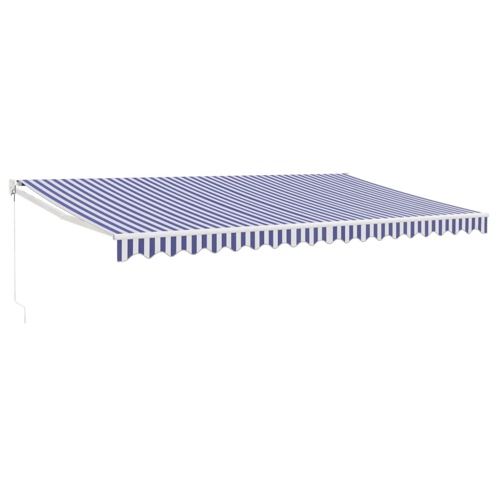 Markise Einziehbar Blau und Weiß 5x3 m Stoff und Aluminium