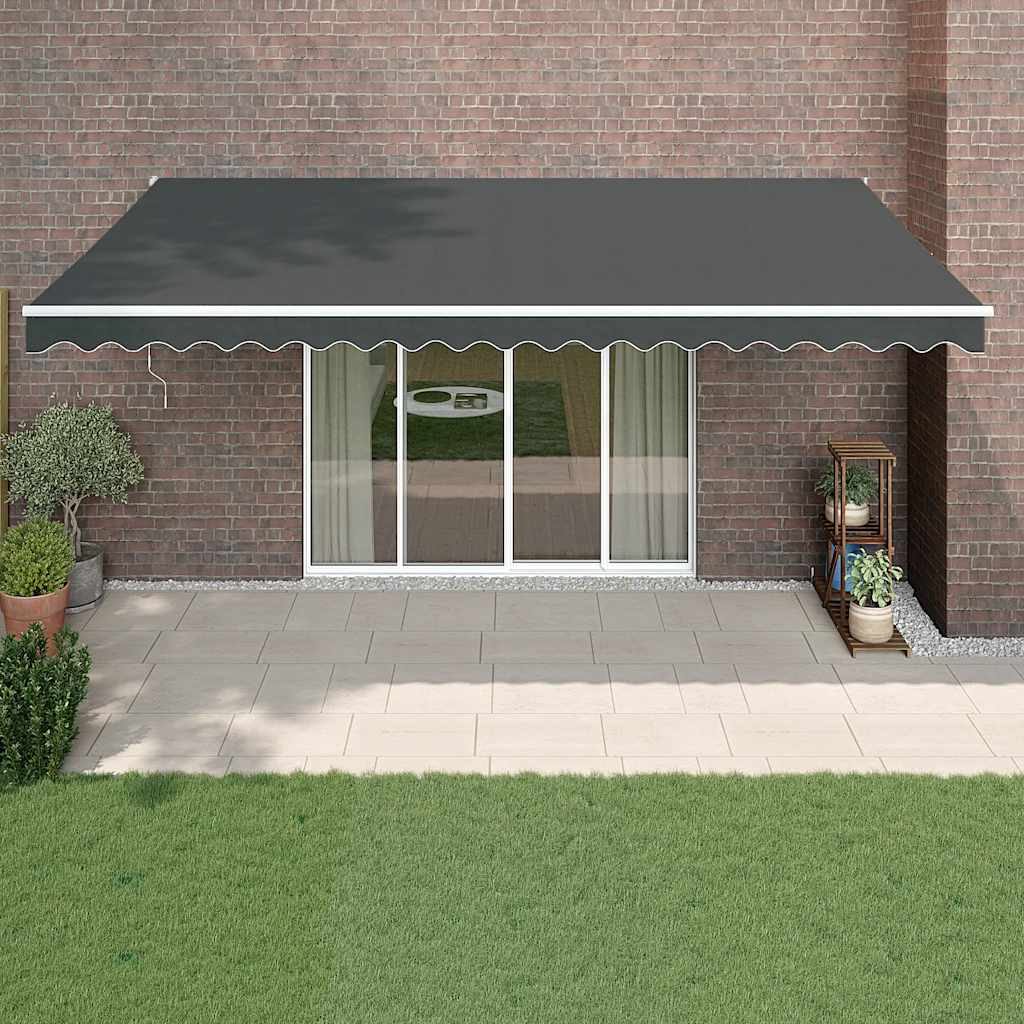 Markise Einziehbar Anthrazit 5x3 m Stoff und Aluminium