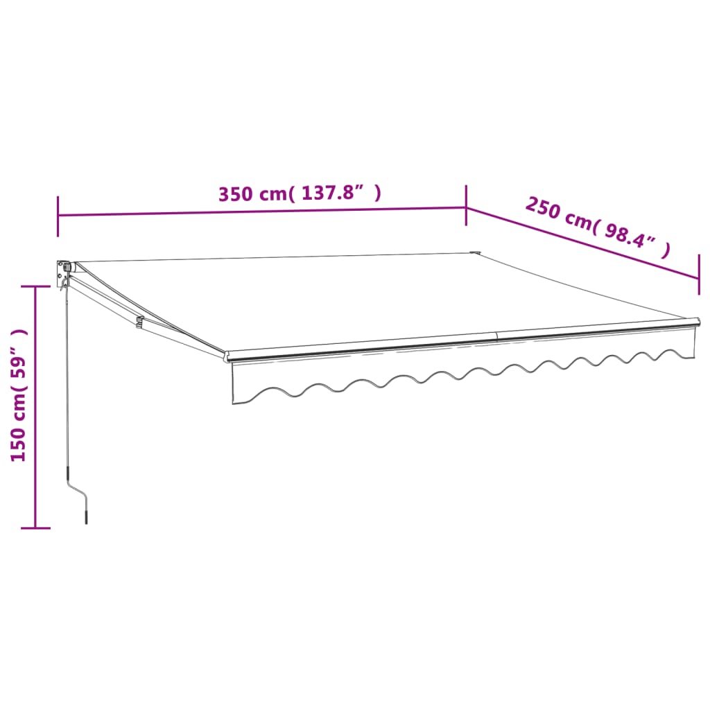 Markise Einziehbar Creme 3,5x2,5 m Stoff und Aluminium