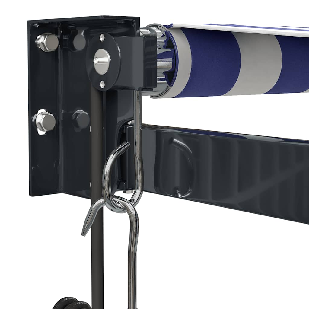Elektrische Markise mit Kurbel Blau und Weiß 4x3 m