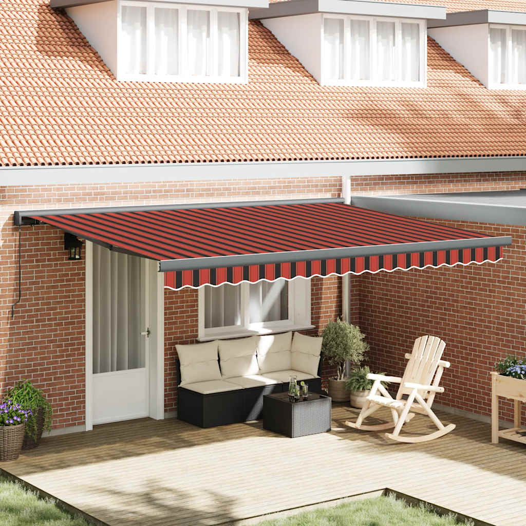 Markise Einziehbar Orange und Braun 4,5x3 m Stoff und Aluminium