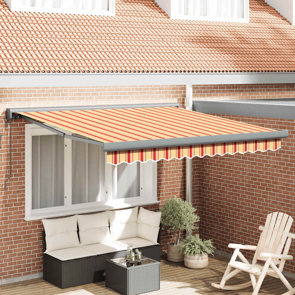 Markise Einziehbar Gelb und Weiß 3x2,5 m Stoff und Aluminium
