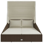 Sonnenliege mit Faltdach Braun 200x114x128 cm Poly Rattan