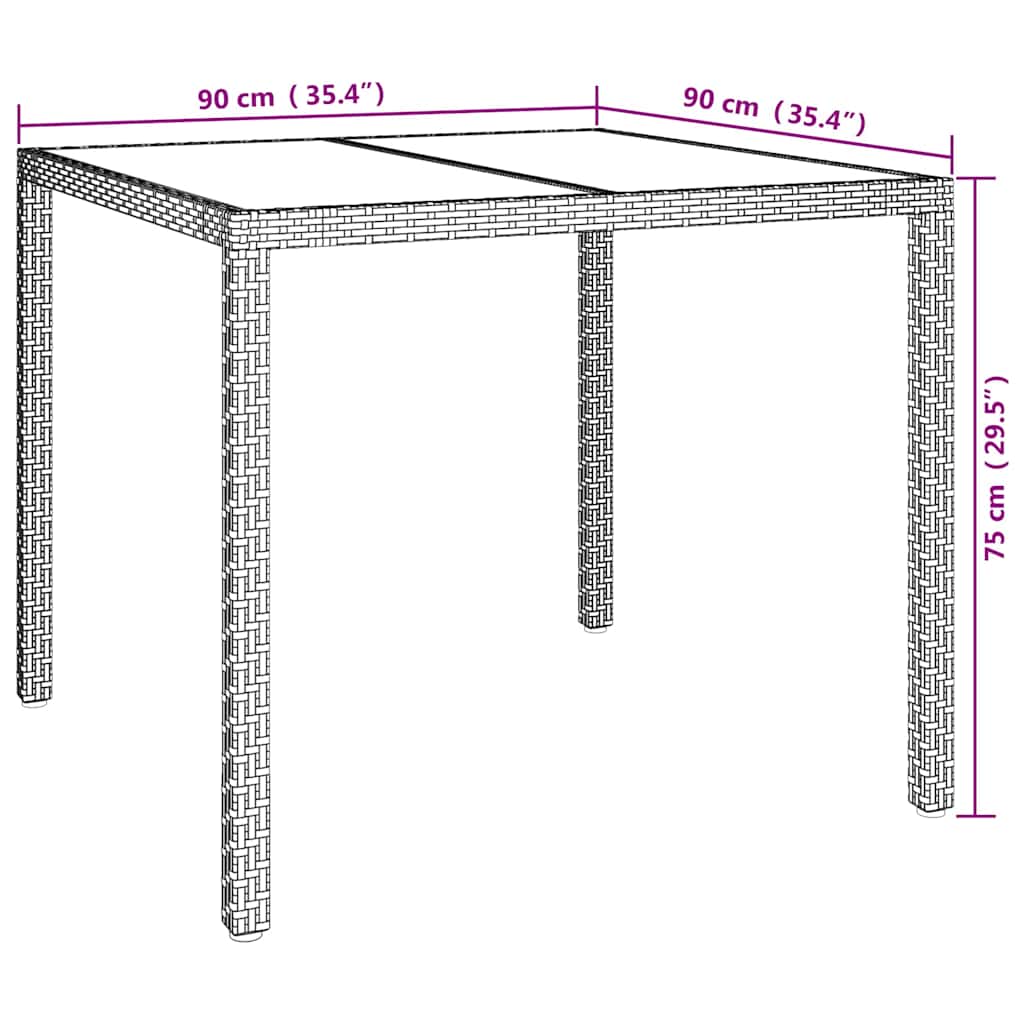 Gartentisch Braun 90 x 90 x 75 cm Poly-Rattan
