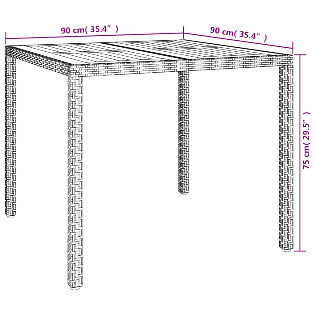 Gartentisch Schwarz 90 x 90 x 75 cm Poly-Rattan