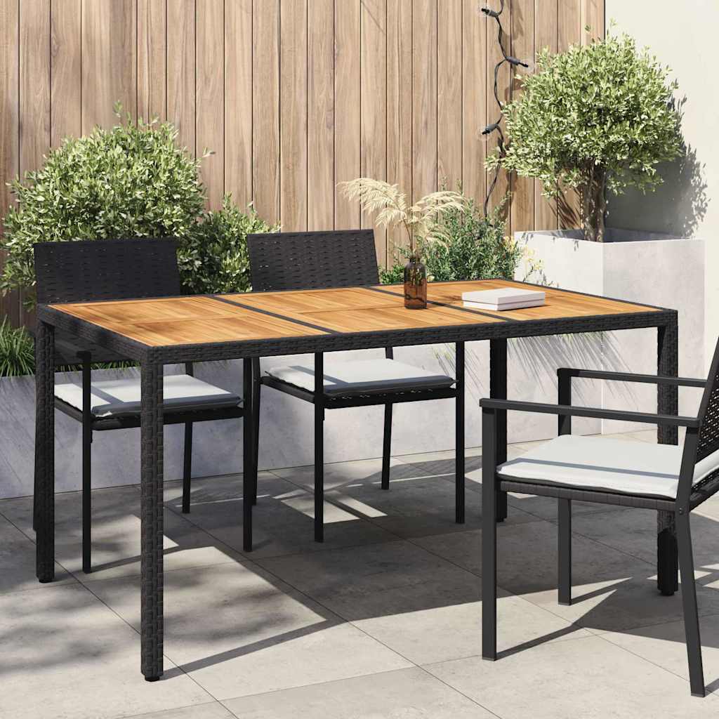 Gartentisch Schwarz 150 x 90 x 75 cm Poly-Rattan