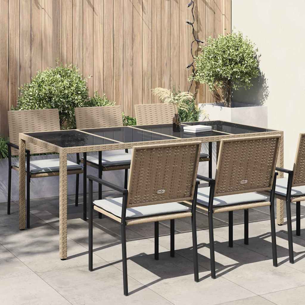 Gartentisch Beige 190 x 90 x 75 cm Poly-Rattan