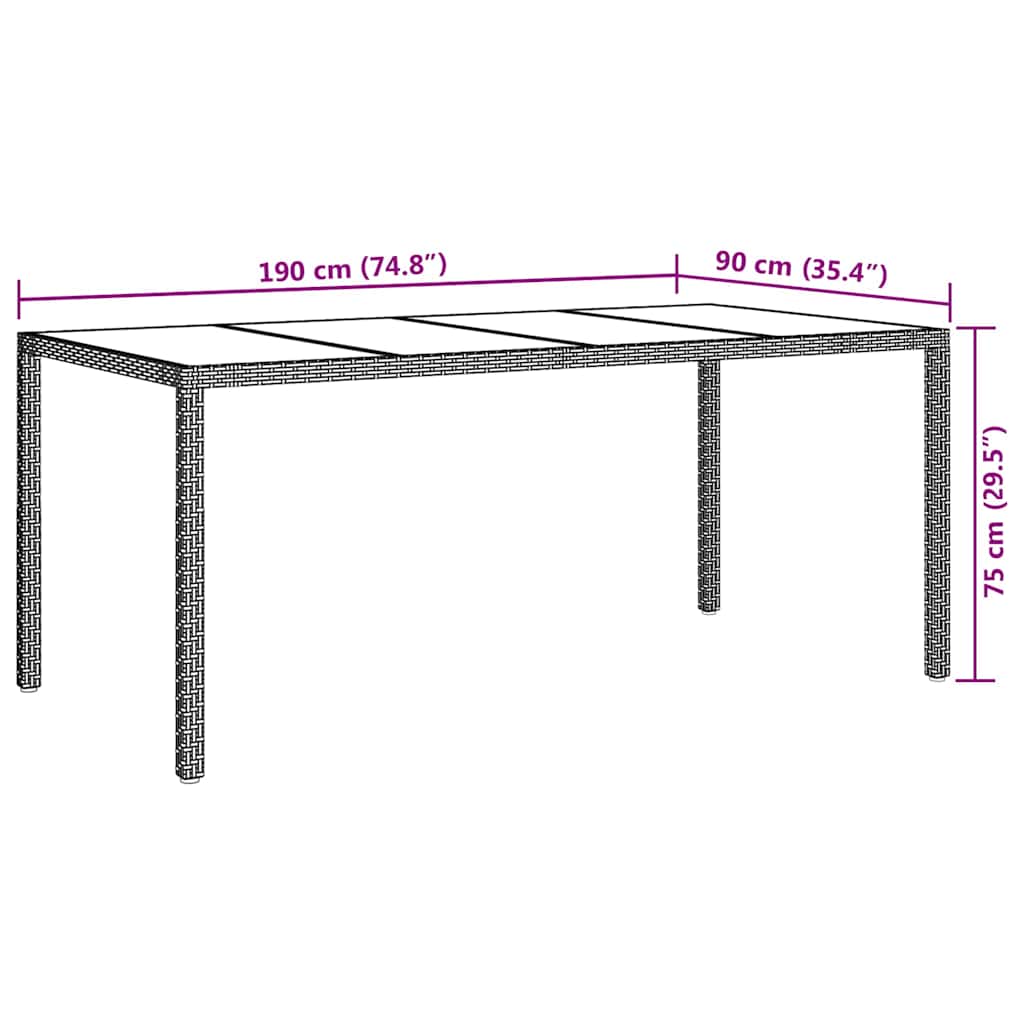 Gartentisch Beige 190 x 90 x 75 cm Poly-Rattan