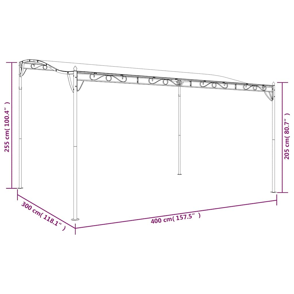 Markise Creme 4x3 m 180 g/m² Stoff und Stahl