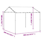 Pavillon 4 x 4 x 2,6 m Weiß Stahl und Polyester 180 gsm