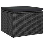 3-Sitzer-Gartensofa mit Dach und Fußhocker Schwarz Poly Rattan