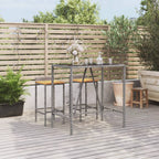 Bartisch mit Glasplatte Grau 110x70x110 cm Poly Rattan