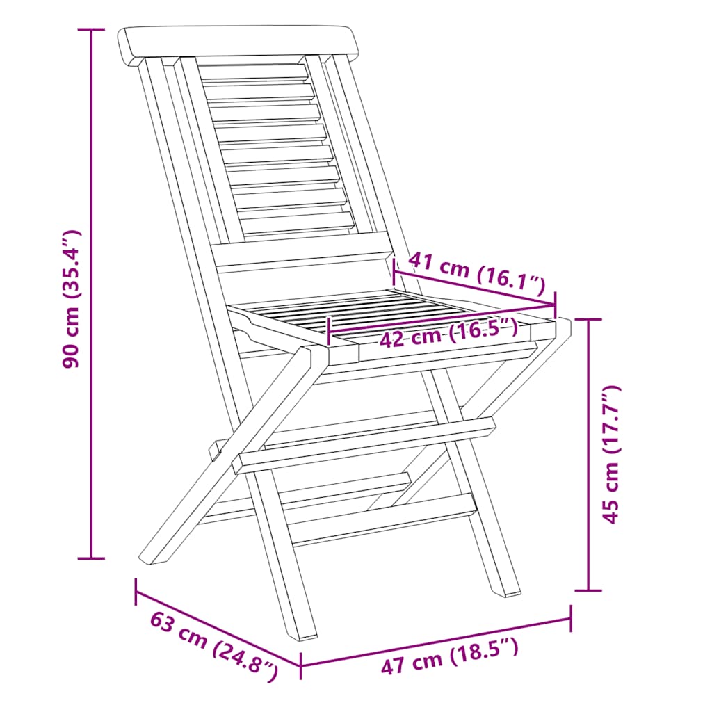 Gartenstühle 2 Stk. Klappbar 47x63x90 cm Massivholz Teak