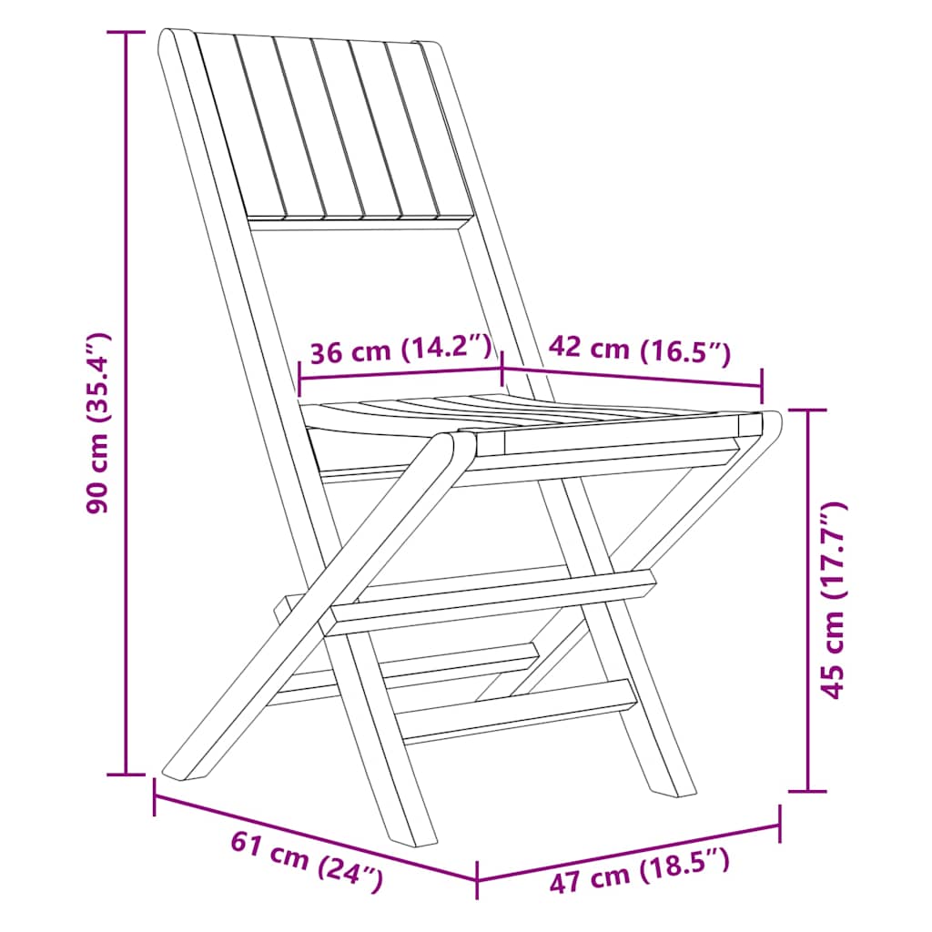 Gartenstühle 4 Stk. Klappbar 47x61x90 cm Massivholz Teak