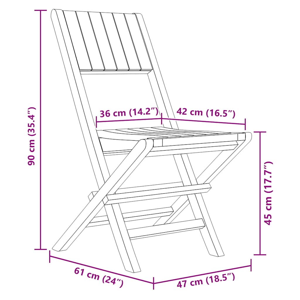 Gartenstühle 8 Stk. Klappbar 47x61x90 cm Massivholz Teak