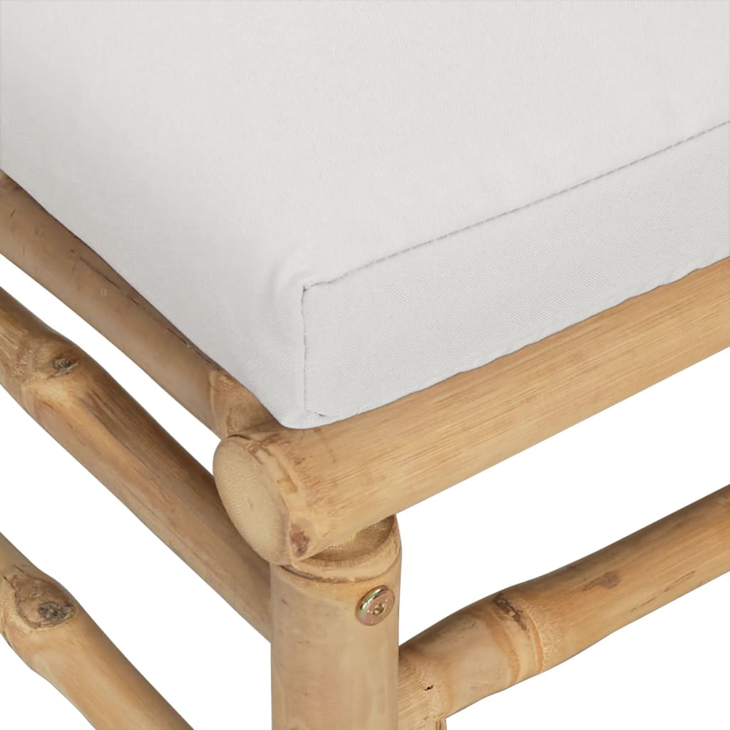 4-tlg. Garten-Lounge-Set mit Hellgrauen Kissen Bambus