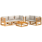 6-tlg. Garten-Lounge-Set mit Hellgrauen Kissen Massivholz