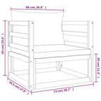 7-tlg. Garten-Lounge-Set mit Hellgrauen Kissen Massivholz