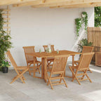 Garten Essgruppe 7 pcs Braun Massivholz Teak