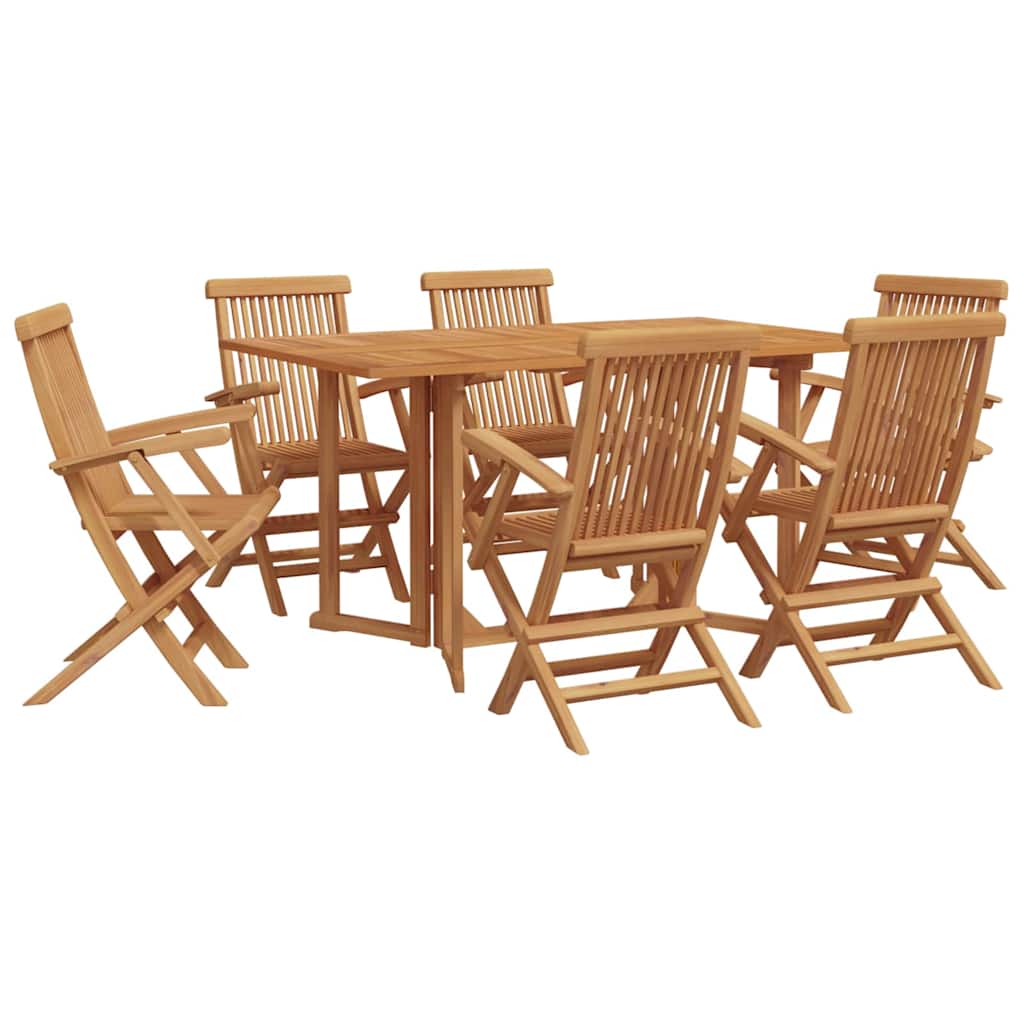 Garten Essgruppe 7 pcs Braun Massivholz Teak